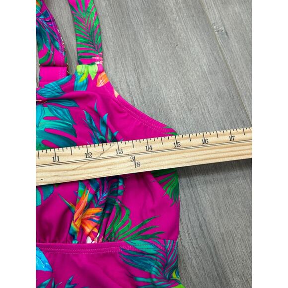 Kim Gravel x Swimsuit For All Womens Pink Floral Padded Tankini Shorts Size 12 - Picture 8 of 9